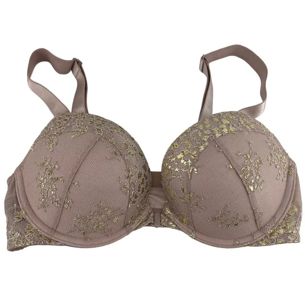 Victoria's Secret Very Sexy Shimmer Metallic Lace Dusty Mauve Push-Up Bra Size 3